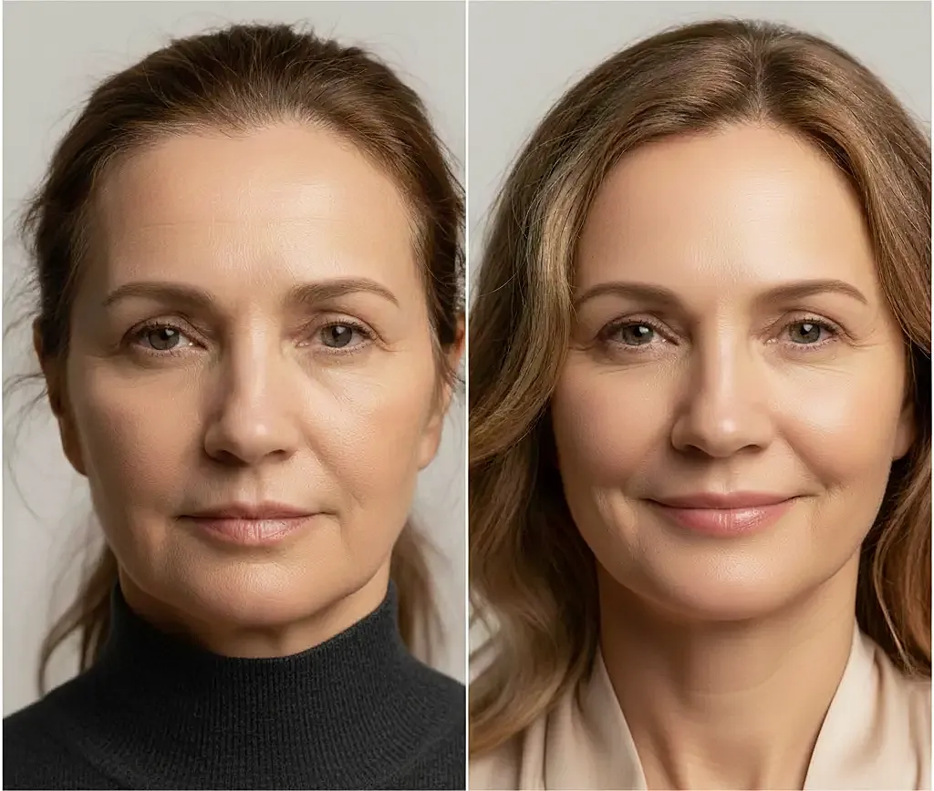 Before and after fitness transformation side-by-side.